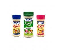 3 Pack de Sazonadores Variados - Sazonador Total (312g), Adobo Sin Pimienta (226g) y Adobo Con Azafrán (226g) - Goya Kit de Condimentos de para Cocina Latina - NEXU