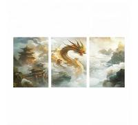 3 Pack Diamond Painting Adultos, 5D Diamond Painting Dragón, Cristal Artes Bordado Punto Cruz Dibujos con Diamantes Arquitectura Kit Manualidades Adultos para Decoracion Hogar 40x60cmx3 ZSHS-0830