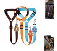 3 Pack Dog Car Seat Belt,Adjustable Cars Headrest Restrain Nylon Pet Safety Leash,2 in 1 Durable Car Harness for Dogs,Portable Versatile Pet Seat Belt for Travel (C)