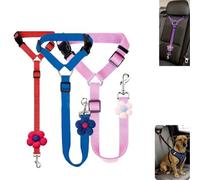 3 Pack Dog Car Seat Belt,Adjustable Cars Headrest Restrain Nylon Pet Safety Leash,2 in 1 Durable Car Harness for Dogs,Portable Versatile Pet Seat Belt for Travel (B)