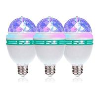 3-Pack E27 LED Strobe Bulb Full Color Rotating Lamp Multi Crystal Stage Light for Disco Birthday Party Club Bar(3 Spiral lamp holder)