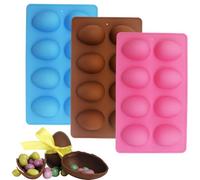 3 Pack Easter Egg Silicone Baking Molds, 24 Cavity Non-Stick Molds, Egg Shaped DIY Tools for Chocolate, Cake, Jello & Easter Desserts