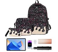 3 Pack Kids Ice Cream Print Backpack Set, With Lunch Bag & Pencil Case