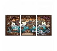 3 Pack Luminiscencia Pintar por Numeros Adultos Mapa del mundo, KIT Manualidades Adultos Paisaje con Brillante Pintura Acrilica y Pinceles Lienzos para Pintar 40x60 cm*3 Home Decoration JLYH-0162