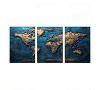 3 Pack Luminiscencia Pintar por Numeros Adultos Mapa del mundo, KIT Manualidades Adultos Paisaje con Brillante Pintura Acrilica y Pinceles Lienzos para Pintar 40 x 60 cm*3 Home Decoration JLYH-0272