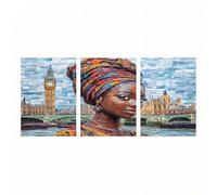 3 Pack Luminiscencia Pintar por Numeros Adultos mujeres africanas, KIT Manualidades Adultos Londres con Brillante Pintura Acrilica y Pinceles Lienzos para Pintar 60 x 40 cm*3 Home Decoration JLYH-0888