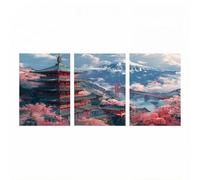 3 Pack Luminiscencia Pintar por Numeros Adultos Puente, KIT Manualidades Adultos Arquitectura japonesa con Brillante Pintura Acrilica y Pinceles Lienzos para Pintar 75x50cm*3 Home Decoration JLYH-1719