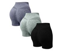 3 Pack Mallas Deporte Mujer Cortas Cintura Alta Pantalones Cortos Deportes Push Up Control Barriga Antirozaduras Pantalon Corto Deportivos Anticeluliticos Short Yoga Gimnasio Ciclismo Leggins Shorts