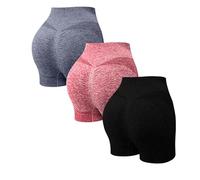 3 Pack Mallas Deporte Mujer Cortas Cintura Alta Pantalones Cortos Deportes Push Up Control Barriga Antirozaduras Pantalon Corto Deportivos Anticeluliticos Short Yoga Gimnasio Ciclismo Leggins Shorts