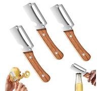 3 Pack Multifunctional Vegetable Peeler, Pelador Multifuncional 2 en 1, Pelador de Madera Zero Snag, Stainless Steel Vegetable Peeler with Wooden Handle and Bottle Opener, for Apple, Potato, Pumpkin