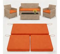 3 Pack Replacement Waterproof Stretch Patio Cushion Covers,Outdoor Sofa Slipcovers with Zippers and Straps,36x18x2, 18x18x2 For 4-Seater Wicker Rattan Set,Cover Only(Orange)