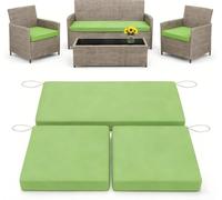 3 Pack Replacement Waterproof Stretch Patio Cushion Covers,Outdoor Sofa Slipcovers with Zippers and Straps,36x18x2, 18x18x2 For 4-Seater Wicker Rattan Set,Cover Only(Light Green)