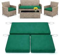 3 Pack Replacement Waterproof Stretch Patio Cushion Covers,Outdoor Sofa Slipcovers with Zippers and Straps,36x18x2, 18x18x2 For 4-Seater Wicker Rattan Set,Cover Only(Green)