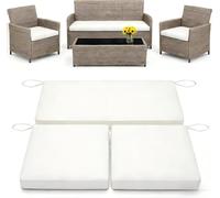 3 Pack Replacement Waterproof Stretch Patio Cushion Covers,Outdoor Sofa Slipcovers with Zippers and Straps,36x18x2, 18x18x2 For 4-Seater Wicker Rattan Set,Cover Only(White)