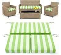3 Pack Replacement Waterproof Stretch Patio Cushion Covers,Outdoor Sofa Slipcovers with Zippers and Straps,36x18x2, 18x18x2 For 4-Seater Wicker Rattan Set,Cover Only(Light Green Stripes)