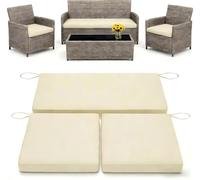 3 Pack Replacement Waterproof Stretch Patio Cushion Covers,Outdoor Sofa Slipcovers with Zippers and Straps,36x18x2, 18x18x2 For 4-Seater Wicker Rattan Set,Cover Only(Beige)