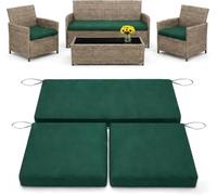 3 Pack Replacement Waterproof Stretch Patio Cushion Covers,Outdoor Sofa Slipcovers with Zippers and Straps,36x18x2, 18x18x2 For 4-Seater Wicker Rattan Set,Cover Only(Dark Green)