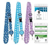 3 Pack Retractable Cruise Lanyard for Ship Cards Adjustable with Id Badge Reel Holder & Detachable Buckle, Key Card for Carnival Royal Caribbean Cruises, Essentials Cruise Accessories