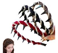 3-Pack Retro High Skull Pearl Headbands for Women, Non-Slip Design, Elegant Faux Pearl Hairbands for Weddings, Parties, and Daily Fashion (3pcs)