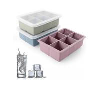 3 Pack - Silicone Ice Cube Molds with Removable Lids, Reusable (blue, Green, Pink)