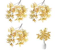 3-Pack Simulated Maple Leaf Branches, Autumn Home Decoration, Suitable for Wedding Arrangements, Holiday Celebrations(Orange-Yellow)
