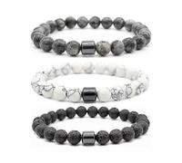 3 pack Stop Smoking Bracelet, Black Gallstone Magnetic Anti-Smoking Bracelet, Stylish and Versatile, Smoking Anti-Anxiety Bracelet Men and Women