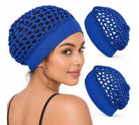3-Pack Stretchy Wide-Edge Sleeping Caps for Women, Crochet Snood Hair Nets | Polyester Knit Hair Cover • Wide Elastic Band • Lightweight Snood Style • Sleep, Skincare, Makeup & Home Use