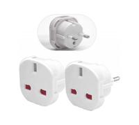 3 PACK to European Plug Adapter, adapter Round 3 Pin to 2 Pin Type G to Type C,E,F,for Spain, France, Italy, Greece, Germany (White)