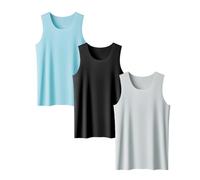 3 Pack Women's Tank Tops Loose Fit Summer Casual Sleeveless tee Men's Vest Basic Undershirt(A,L)