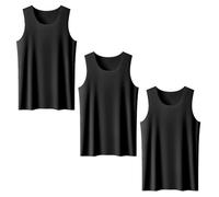 3 Pack Women's Tank Tops Loose Fit Summer Casual Sleeveless tee Men's Vest Basic Undershirt(Black,3XL)