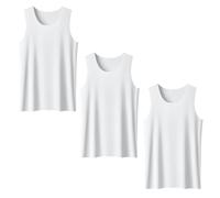 3 Pack Women's Tank Tops Loose Fit Summer Casual Sleeveless tee Men's Vest Basic Undershirt(White,XXL)
