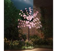 3 PAGEN Árbol decorativo solar con flores de cerezo - Altura: 120 cm - Flores rosadas primaverales - Estaca para montaje en jardín, bancal o macetero - Funcionamiento solar - Árbol de luz con flores