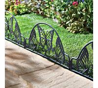 3 PAGEN® Valla de jardín con diseño de mariposa de plástico - Valla para decoración de jardín - Conexión fácil para un montaje sencillo - Juego de 4 en negro