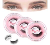 3 Pairs Eternaljoymart False Eyelashes,Reusable Glue-Free False Eyelashes,Waterproof,Lightweight Wispy Lashes,Suit For Natural Makeup (Thick-3 Pairs, C-33)