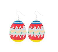 3 Pairs Faux Leather Lightweight Teardrop Easter Egg Bunny Dangle Earrings for Spring Party Holiday Festival Favor Jewelry