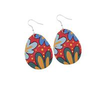 3 Pairs Faux Leather Lightweight Teardrop Easter Egg Bunny Dangle Earrings for Spring Party Holiday Festival Favor Jewelry
