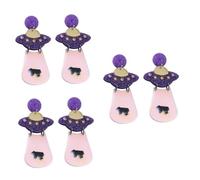 3 Pairs Girl Exaggerate Clip for Women Weird Dangle Chain Hoop Drop Earrings Alien Jewelry Crystal Miss Purple Bracelet
