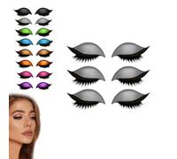 3 Pairs，Lazy Eye Shadow Eyelash Patch, 3-in-1 Reusable Eyeshadow, Colorful Eyelash Makeup Stickers for Party, Prom (A)
