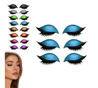 3 Pairs，Lazy Eye Shadow Eyelash Patch, 3-in-1 Reusable Eyeshadow, Colorful Eyelash Makeup Stickers for Party, Prom (F)