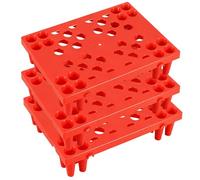 3 paletas de plástico para almacén, bandeja de soporte de pintura, alta resistencia a la compresión, material HDPE, adecuado para almacenes, logística (rojo, 40 x 40 x 10 cm)