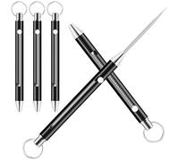 3 palillos de dientes telescópicos de titanio con llavero negro | Palillo de dientes telescópico de diseño integrado con soporte protector de titanio | Palillo de dientes de acero inoxidable con