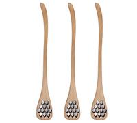 3 palitos de miel de madera, cuchara de miel bonita, cucharones de jarabe de madera pequeños, agitador de mezcla de miel con agujero para mezclar llovizna(Caqui)
