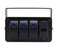 3 Pandillas en el Panel de Balancín del Interruptor de Palanca con Cargador USB Dual y Voltímetro para el Barco del Carro del Coche, Panel de Aluminio, Panel Precableado para