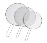 3 pantallas de malla plana con asa para cocinar, filtro de aceite para evitar salpicaduras de grasa, adecuado para freír y cocinar a fuego lento en la cocina del hogar