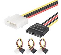 [3 Paquete ] J&D SATA 15 Pines a 4 Pines LP4 Molex Adaptador de Cable de alimentación - 15 cm