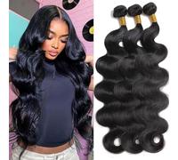 3 paquetes de cabello humano ondulado 12A, 20, 20, 20 pulgadas, 100% sin procesar, cabello virgen brasileño ondulado, 3 paquetes de extensiones de cabello humano real para mujeres negras, negro