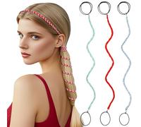 3 paquetes de coletas para mujer, colas de caballo, elásticas, trenzadas, para gimnasio, natación, deportes (3 unidades, 25 pulgadas, colorido28)