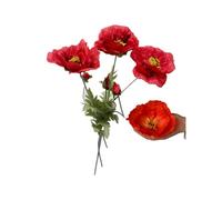 3 paquetes de flores artificiales de amapola roja sintética, flores artificiales ranúnculos de 28 pulgadas de alto, flores de anémona, relleno de flores tropicales para decoración interior y exterior