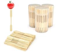 3 paquetes de mini tenedores de bambú de 3.5 pulgadas, tenedores pequeños para aperitivos, tenedores de cóctel, tenedores de frutas, palillos de dientes para aperitivos, palillos desechables de madera