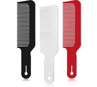 3 Paquetes de Peines de Peluquero Peine de Podadora Plano Superior Peines de Corte de Cabello Ideal para Cortadoras y Flattops (Negro, Blanco, Rojo)